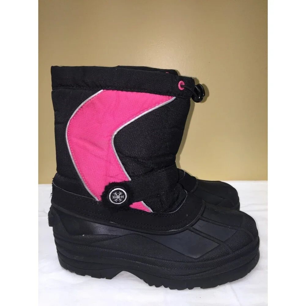 Tornesi winter boots pink/black slip on/ youth size 5 pre-owned